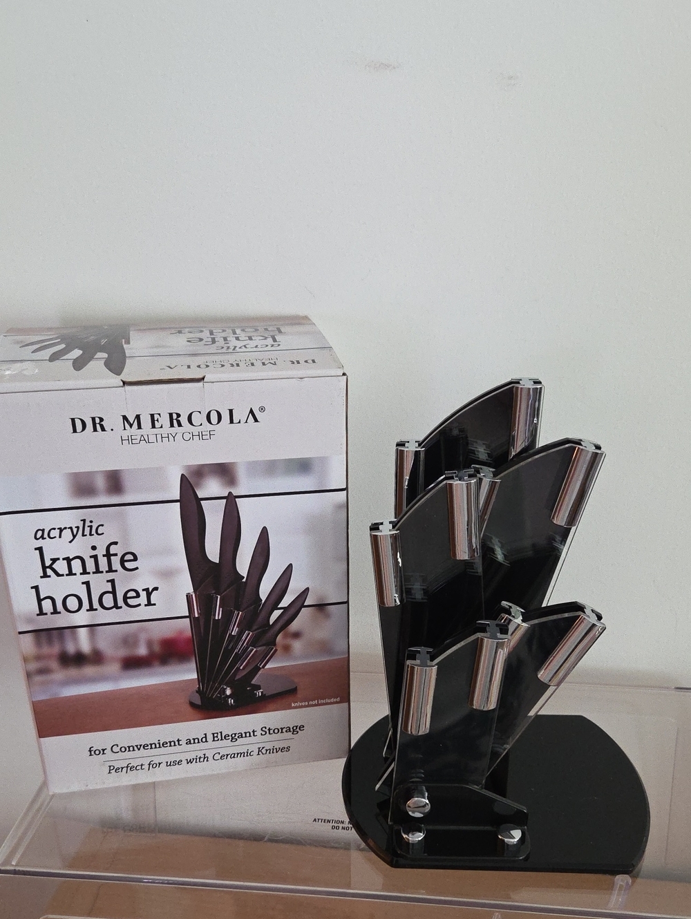 Black Acrylic Knife Holder - Stylish Countertop Organizer..NIB